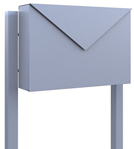 Standbriefkasten, Design Briefkasten Letter Grau Metallic - Bravios