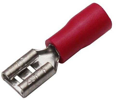 Flachstecker Rundstecker Stoßverbinder Flachsteckhülsen Kabelschuhe Stecker (Flachsteckhülse 4,8mm, Rot (für für 0,5-1,5mm²))