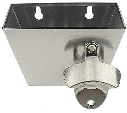 Luwanburg Wall-Mounted Bottle Opener 304 Stainless Bottle Cap Catcher with Drained Holes