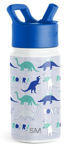 Simple Modern Kids Water Bottle with Straw | Insulated Stainless Steel Reusable Tumbler for Toddlers, Girls, Boys | Summit Collection | 415ml | Dinosaur Roar