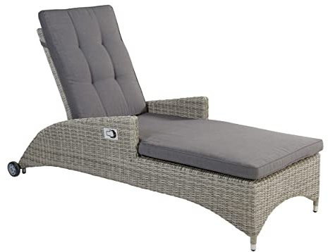 LC Garden Poly Rattan Sonnenliege Gartenliege Bilbao mit stufenlos Verstellbarer Rückenlehne und Rollen