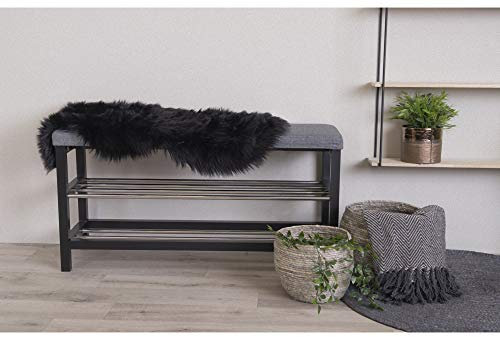 PKline Lammfell Imitat 50x85 Kunstfell Teppich schwarz Fell Bettvorleger Läufer Flokati