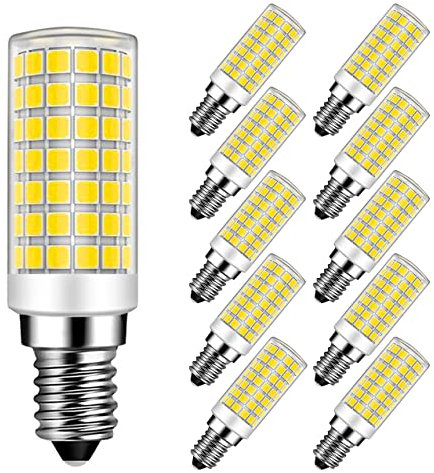 MAYCOLOR E14 9W Energiesparlampe Ersetzt 75W, 750 Lumen, Kaltweiss 6000K, Leuchtmittel Ideal für Kronleuchte Wandlampe Tischlampe Nicht-dimmbar 10er Pack