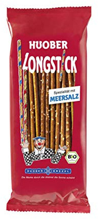 HUOBER Bio Longstick mit Meersalz, Laugengebäck, 12 Packungen (12 x 125 g)