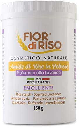 FIOR di RISO Amido di Riso in Polvere Profumato alla Lavanda 150 g Pediluvio, Bagno Ristoratore, Detersione Quotidiana.