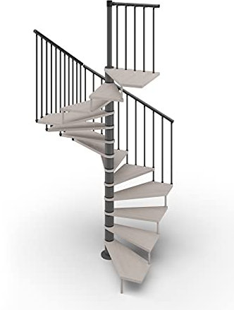 Escalera de caracol de planta cuadrada, 120 x 120 cm. TEKLA 13 escalones - Altura entre los planos 267-312 cm. (Tortora, ACERO ANTRACITE)