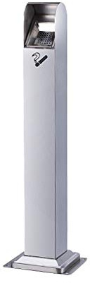 LMHW Standaschenbecher In/Outdoor Aschenbecher Edelstahl mit Inneneimer Abfalleimer Bins Hoch Aussen Garten Vertikale for Zigaretten H44inchs Draußen Standaschenbecher, Chrome, 9.46*9.46*43.34inchs