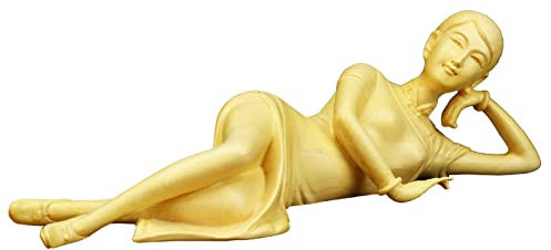YQLKD Desktop-Dekor Buchsbaum Frau Schnitzen Schönheit Figur Massivholz Dekoration Kunsthandwerk