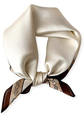 LumiSyne Sciarpe Di Seta Donna Piccolo Foulard Quadrato Stampata Catena Vintage Tinta Unita Morbido Leggera Bandane Fascia Per Capelli Fazzoletto Wristband Decorazione Copricapo