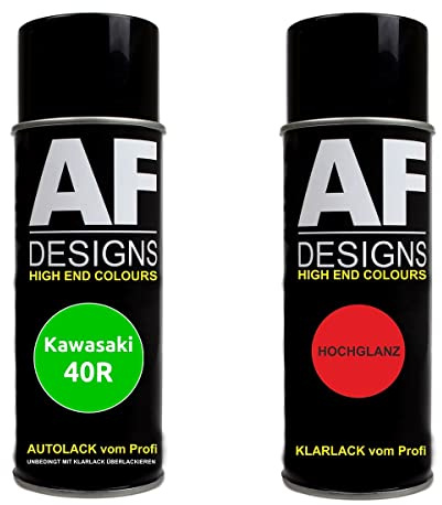 Motorradlack Spraydose Set für Kawasaki 40R Golden | Motorradlack Spraydosen Set 2 x 400 ml - bestehend aus 1 x 400 ml Basislack + 1 x 400 ml Klarlackk