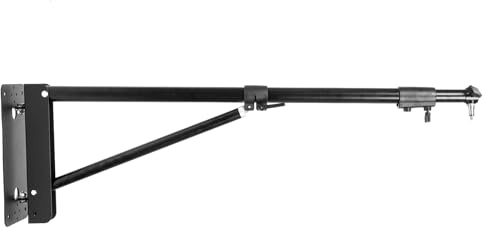 BOLLUMA Triangle Wall Mount Light Stand, Photography Boom Arm 68.9in/ 175cm, All Metal Construction, 180 Degree Flexible Rotation, for Photo Studio Video Strobe Lighting, Softbox, LED Lighting