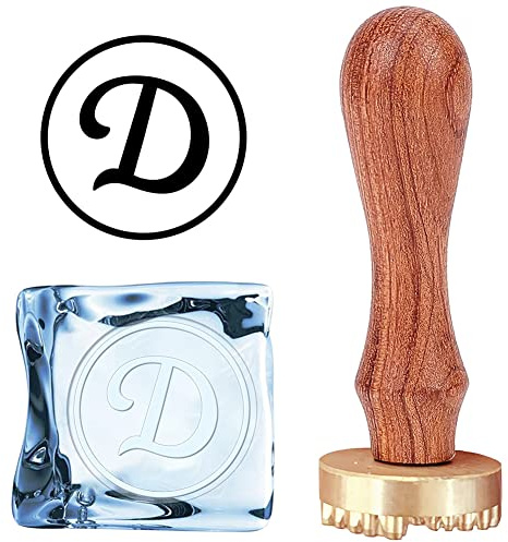 CRASPIRE Ice Stamp Letter D With Removable Brass Head & Wood Handle - Vintage 1.1 Branding Stamp for Cubes, Cocktails, Whiskey, Mojito Drinks - Bar Making DIY Crafting