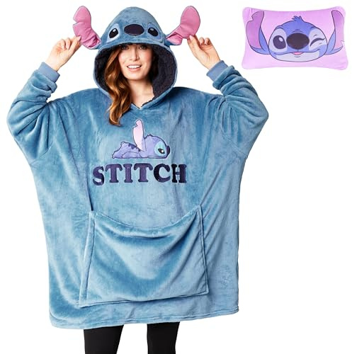 Disney Sweats à Capuche Femme, Sweatshirt en Polaire, Taille Unique (Blue Stitch)