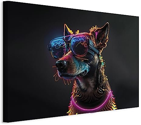 murando - Akustikbild Hund lustig Bilder 120x80 cm Akustikschaum Hochleistungsschallabsorber Schallschutz 1 tlg Wandbild Raumakustik Schalldämmung Cyberhund g-H-10056-b-a