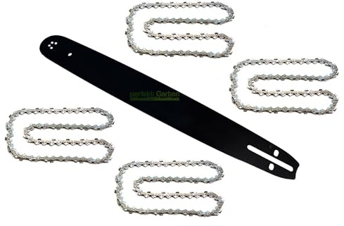 50 cm (20) / 1,5 mm / 0,325 / 76 TG Schwert + 4 X Kette für viele Motorsäge Kettensäge