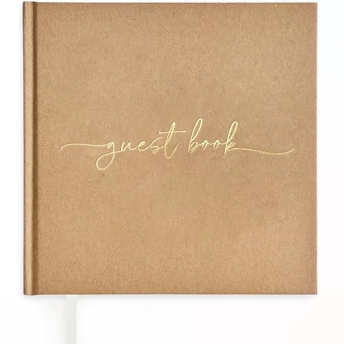 Plantvibes Libro degli Ospiti di Matrimonio Premium Nuovo Stile - 72 Pagine di Carta Premium, Carta Spessa, Non Pressa, Stile Vintage, con Titolo Dorato - Ideale per Matrimoni, Anniversari, Compleanni