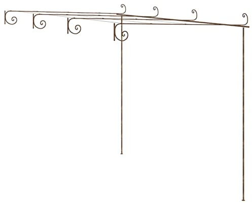 Homgoday Pergola de jardin marron antique 4x3x2,5 m en fer forgé, treillis pour plantes grimpantes, meubles pour maison intérieure extérieure salon chambre à coucher