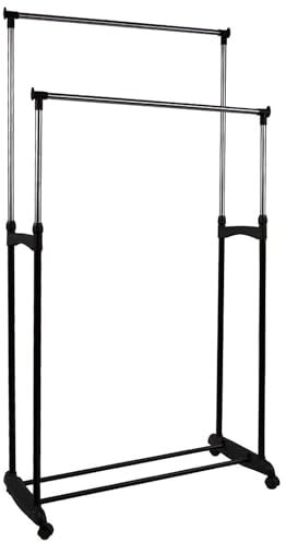 MUL-BOUTIQUE Verstellbarer Wäscheständer, stabile Stangen mit Rädern, faltbarer Wäscheständer, geeignet für den Einsatz im Innen- und Außenbereich, 84 – 150 x 42 x 108 – 170 cm