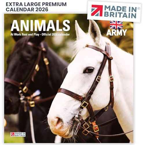 ALLTRADE Calendar 2026 British Army Mascots Horses Gift Dogs Official Large Premium Wall 2026 Calendar UK Holidays MADE IN BRITAIN® Carbon Capture by Trees Planted in UK by Woodland Trust Gift