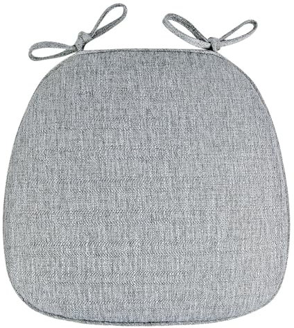 Stuhlkissen mit Schleife, 43x41 cm Leinen Trapez Sitzkissen mit ReißVerschluss, Abnehmbarem rutschfest Waschbar Dauerhaft Esszimmer Gedä Chtnisschaum Sitzpolster Stuhlauflagen (Hellgrau)