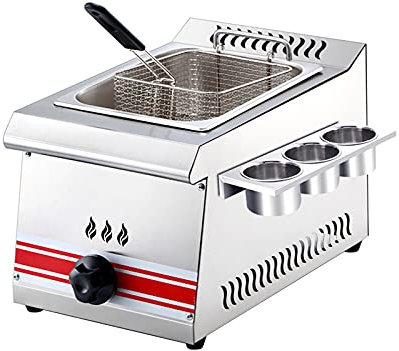 Friteuse à gaz Professionnelle Haute capacité 12 L, friteuse française en Acier Inoxydable pour la Cuisine familiale sur comptoir de Restaurant Commercial (friteuse à gaz monocylindre)
