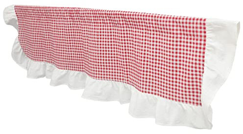 Alipis Cenefa Cortina Cocina Cuadros Rojos y Blancos Visillo Corto con Bolsillos para Barra Estampado De Cuadros Cl Estilo Rural para Ventana De Dormitorio y Sal