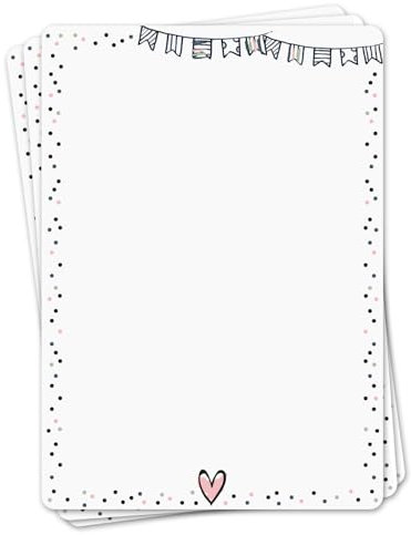 younikat Briefpapier Set Konfetti I 50 Blatt 90 g/qm DIN A4 I abgerundete Ecken stilvolles Schreibpapier Rosa, Grün, Weiß I Geburtstag Urkunde Speisekarte I dv1516