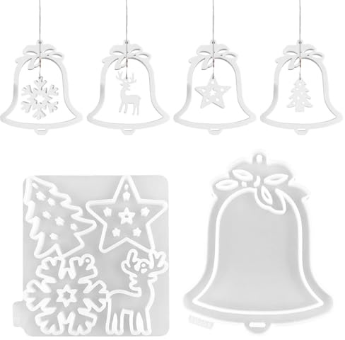 Silikonformen Gießformen Weihnachten Anhänger, Gießformen Silikon Giessformen, Schneeflocke Weihnachtsbaum Sterne Elch Gipsformen Zum Gießen Epoxidharz Formen für Weihnachts Dekorationen (Stil F)