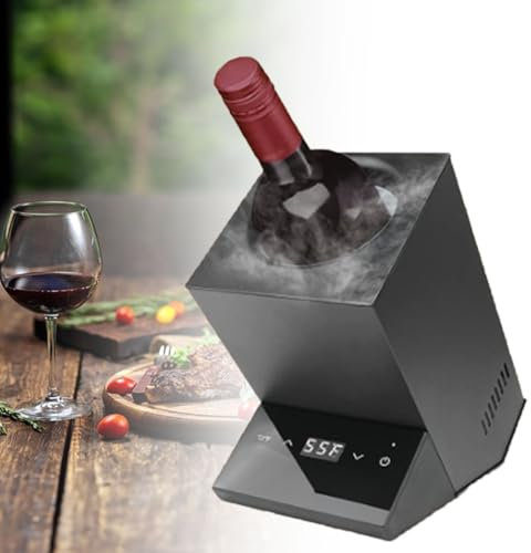 ZyKnaurral Elektrischer Weinkühler, Eimer-Stil, Einzelflasche, Champagner, eisfreier Weinkühler mit Touchscreen-Temperaturregelung, Weinzubehör für Küche, Wohnmobil, Bar,Black