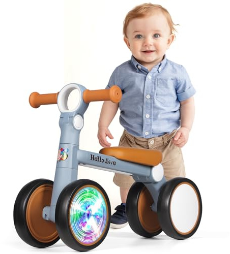 Hello-5ive Baby Balance Bike with Lighting Wheels,Indoor Outdoor Toys Baby Ride On Bike No Pedals for 1-2 Year Old Boys Girls Kids Toddlers First Bike, Best Gift, Blue