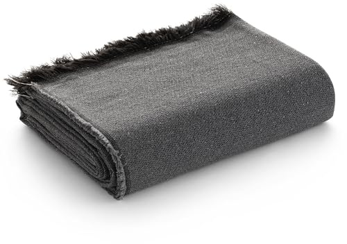 GAMUSI Sofaüberwurf für 2-Sitzer, Mehrzweck-Tagesdecke, Bettüberwurf 90/105 cm, Jarapa Foulard, Sofaüberwurf, Baumwolle, einfarbig, 180 x 280 cm, Schwarz