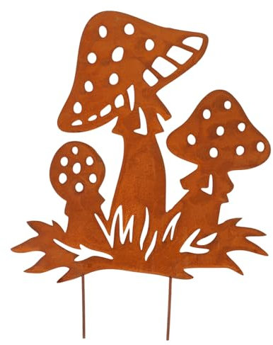 NULYLU Rusty Mushroom Crafts Outdoor Garden Decor Metal Lawn Pathway Ornaments Mushroom Art Garden Stake Figurine