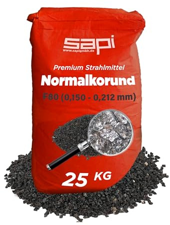 25 kg, SAPI Normalkorund Strahlmittel F80, Premium-Qualität, 0,150-0,212 mm Körnung, Braun, Industrielles Strahlmittel