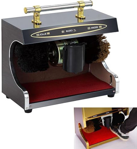 CRBUDY Machine à brosser Les Chaussures, Machine à cirer Les Chaussures à Induction entièrement Automatique, Brosse combinée à Induction/Double, pour la Famille, l'hôtel, la Banque, D (B)