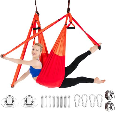 Yoga Swing Kit,Strong Aerial Hammock with 2 Extension Straps,Ceiling Mount,Inversion Equipment for Home Exercise