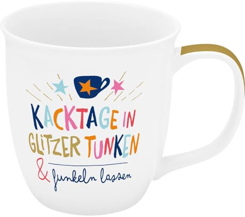 H:PPY life Tasse Funkeln lassen | kleine Kaffeetasse mit Spruch, Porzellan, 32 cl | Geschenk für Sie, Freundin, Schwester, Kollegin | 74730