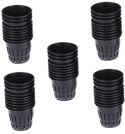 TOBBOMEY 50Pcs Small Hydroponic Net Cups Soilless Culture Planting Buckets Plastic Garden Nursery Pots for Seedlings Cutting Indoor Outdoor Gardening