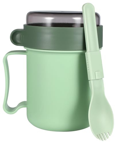 SMASOLO Tasse à Céréales Multifonctionnelle 350 Ml En Pp Et Acier Inoxydable, Couvercle Hermétique, Portable, Adaptée Micro-ondes Et Réfrigérateur, Pour Petit-déjeuner Et Transport De Soupe