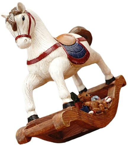 Ipetboom Weihnachtsdeko Resin Schaukelpferd Figur Klein Handgefertigt Vintage Tischdekoration Heimverschönerung Geschenkidee für Wohnzimmer Schlafzimmer Party