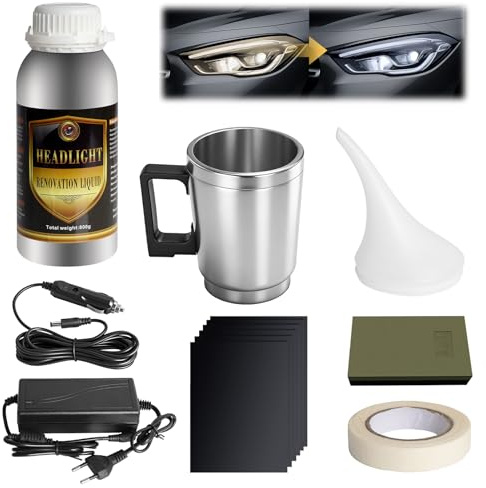 PAYFULLY Scheinwerfer Aufbereitung Set, 800g Reparaturflüssigkeit Scheinwerfer Polierset, Scheinwerfer Bedampfen Set für Vergilbung Kratzer Vage
