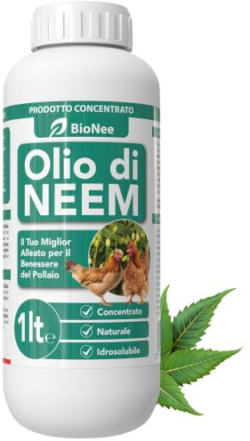 BioNee Olio di Neem Concentrato per Pollaio e Galline – Formulato Naturale Idrosolubile | Pulizia, Igiene e Benessere del Pollaio | Alta Purezza, Zero Residui Chimici