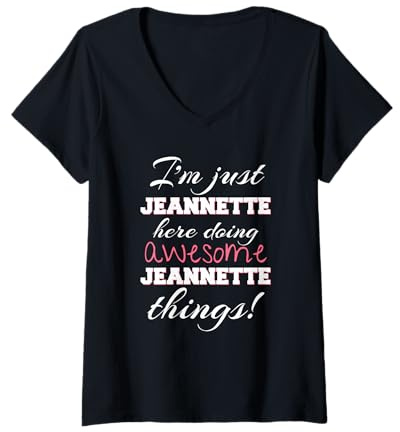 Femme Jeannette Here Doing Awesome Jeannette Things Prénom T-Shirt avec Col en V