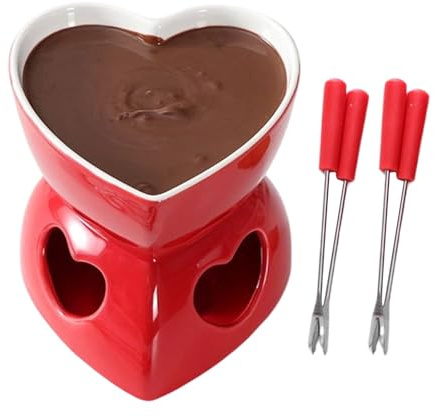Taza Fondue de Chocolate - Mini orinal de cerámica con tenedores | Fondue de postre personal para chocolate, queso, dulces, fiestas de cumpleaños, Navidad, fiestas familiares, hogar, oficina