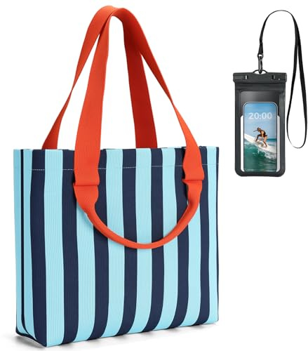 Lekespring Strandtasche Damen 16L Badetasche Reisetasche Tote Marineblau