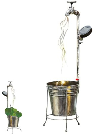 IMIKEYA Solar Powered Faucet Garden Lights Decorative Iron Outdoor Planter Design by Solar Energy with 1.2v 600ma Battery for Garden Decoration
