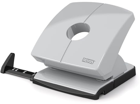 Novus B 230 Locher (Locherleistung 30 Blatt Papier, fest einrastende Anschlagschiene, Vollmetallgerät mit kunstoffummanteltem Oberteil) grau