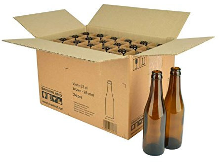 Vichy Lot DE 24 Bouteilles à Bière Réutilisables en Verre Marron 26 mm 0,33 l