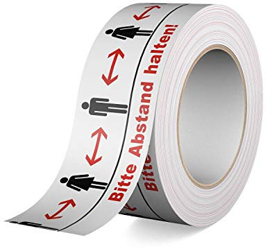 Warnband - Bodenklebeband - Bitte Abstand halten! 66m Rolle, 50mm breit