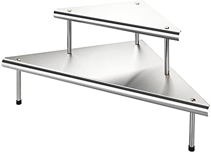 Basera Arbeitsplatten Küchen-Eckregal mit 2 Etagen (48,5 x 31 x 48,5 cm) | Gewürzregal aus rostfreiem Edelstahl