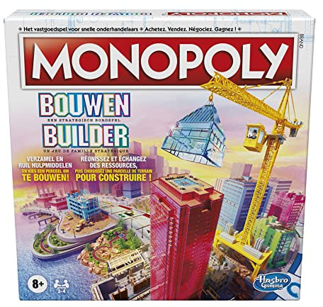Monopoly Bauen - Belgische Edition Brettspiel Strategiespiel Familienspiel Spiele für Kinder Tolles Spiel zum Spielen Familienbrettspiele ab 8 Jahren